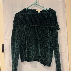 Michael Kors Dark Green Off-Shoulder Sweater